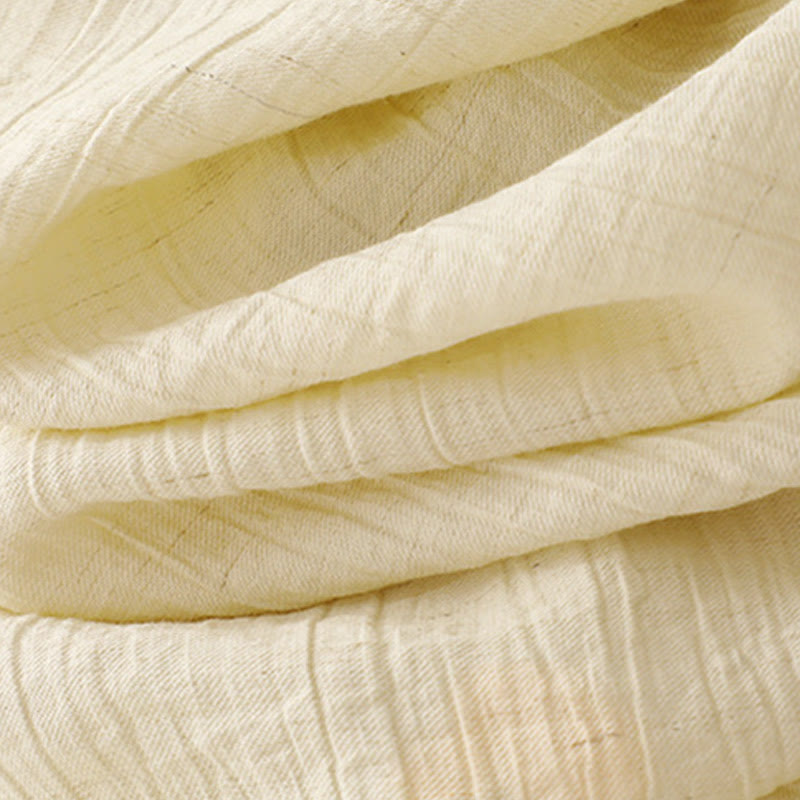 Buddha Stones Schlichtes, asymmetrisches Puff-Kurzarm-Baumwollhemd für Damen - image 13