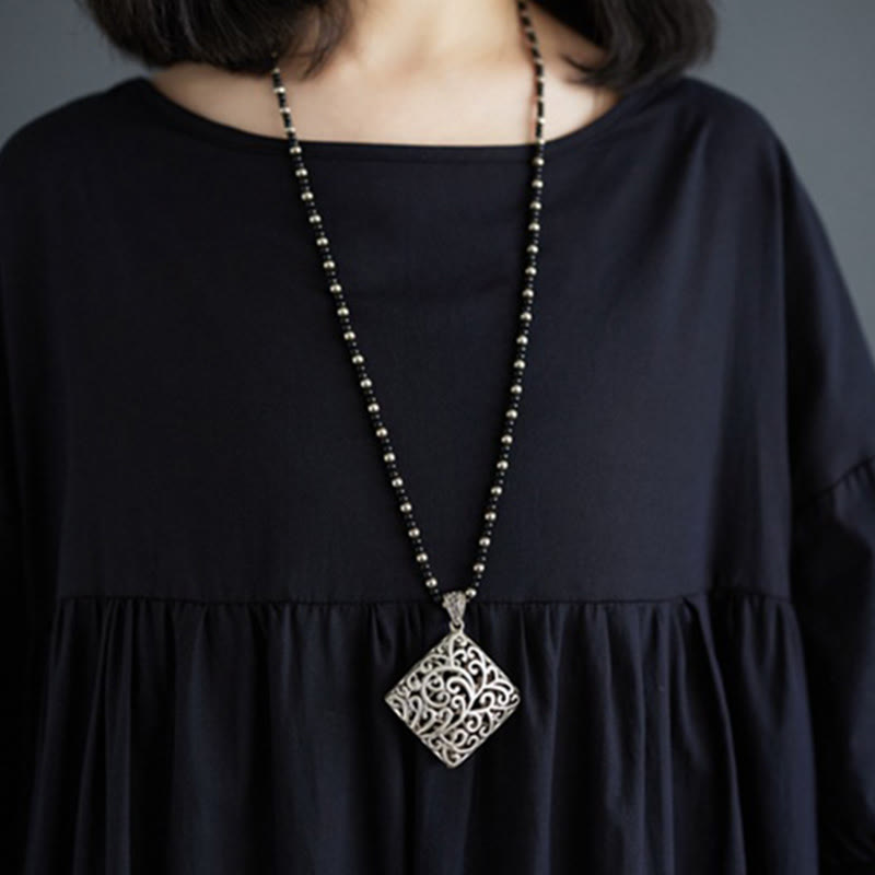 Buddha Stones – Einfarbiges Midikleid aus Baumwolle mit plissiertem Design, Rundhalsausschnitt und halben Puffärmeln - image 37