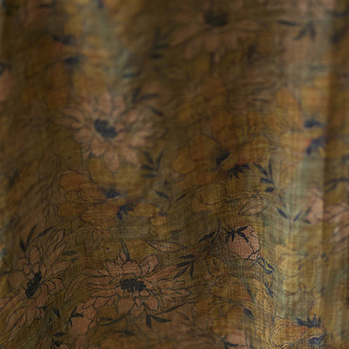 Buddha Stones – Maxikleid aus Baumwolle und Leinen mit Blumenmuster und langen Ärmeln und Taschen - image 9