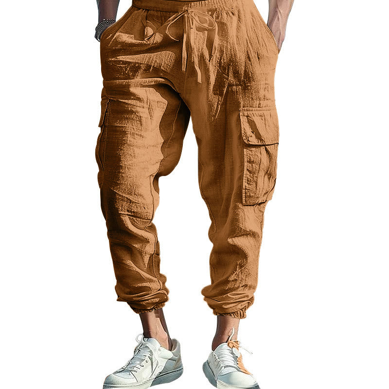 Buddha Stones Herren-Cargohose aus Leinen mit Kordelzug und Taschen - SandyBrown - US/ UK/AU46，EU56 (3XL) - image 31