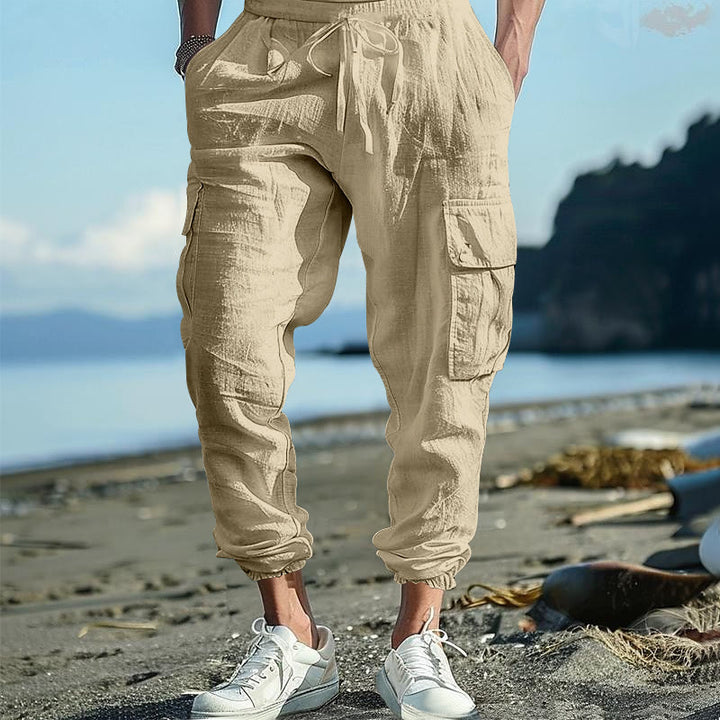 Buddha Stones Herren-Cargohose aus Leinen mit Kordelzug und Taschen - Weizen - US/ UK/AU46，EU56 (3XL) - image 22