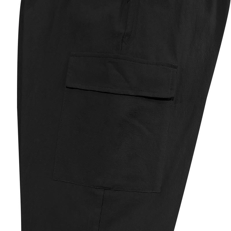 Buddha Stones Herren-Cargohose aus Leinen mit Kordelzug und Taschen - image 5