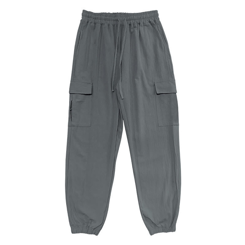 Buddha Stones Herren-Cargohose aus Leinen mit Kordelzug und Taschen - image 16