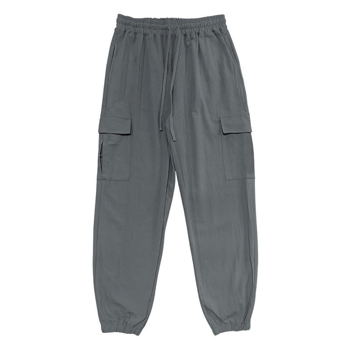 Buddha Stones Herren-Cargohose aus Leinen mit Kordelzug und Taschen - image 16