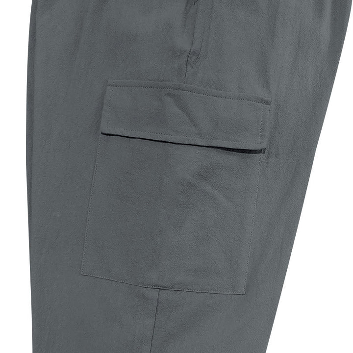 Buddha Stones Herren-Cargohose aus Leinen mit Kordelzug und Taschen - image 19