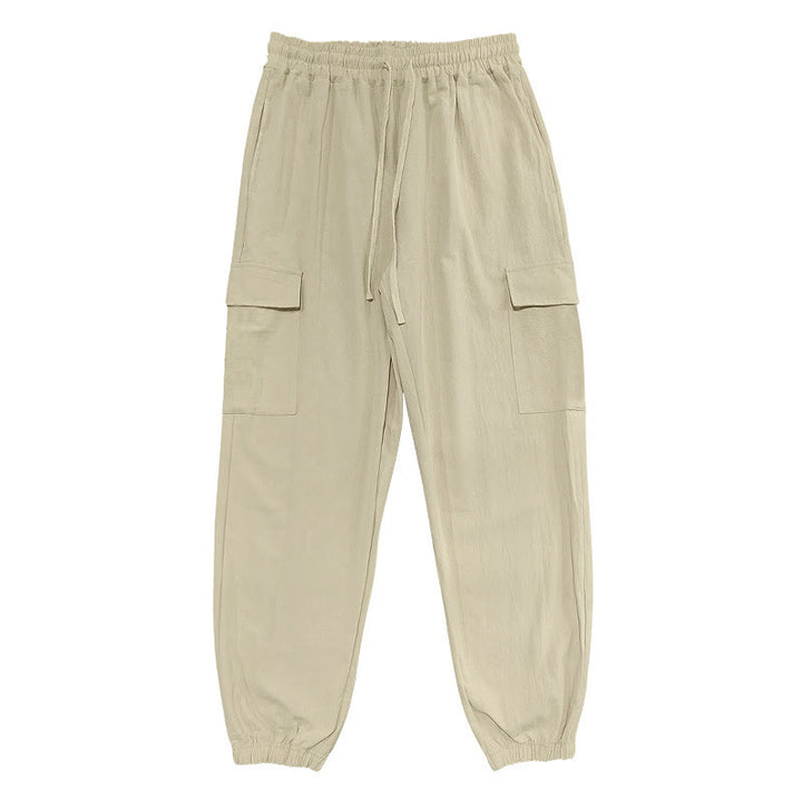 Buddha Stones Herren-Cargohose aus Leinen mit Kordelzug und Taschen - image 23