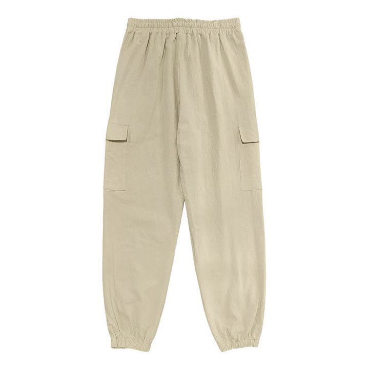 Buddha Stones Herren-Cargohose aus Leinen mit Kordelzug und Taschen - image 23