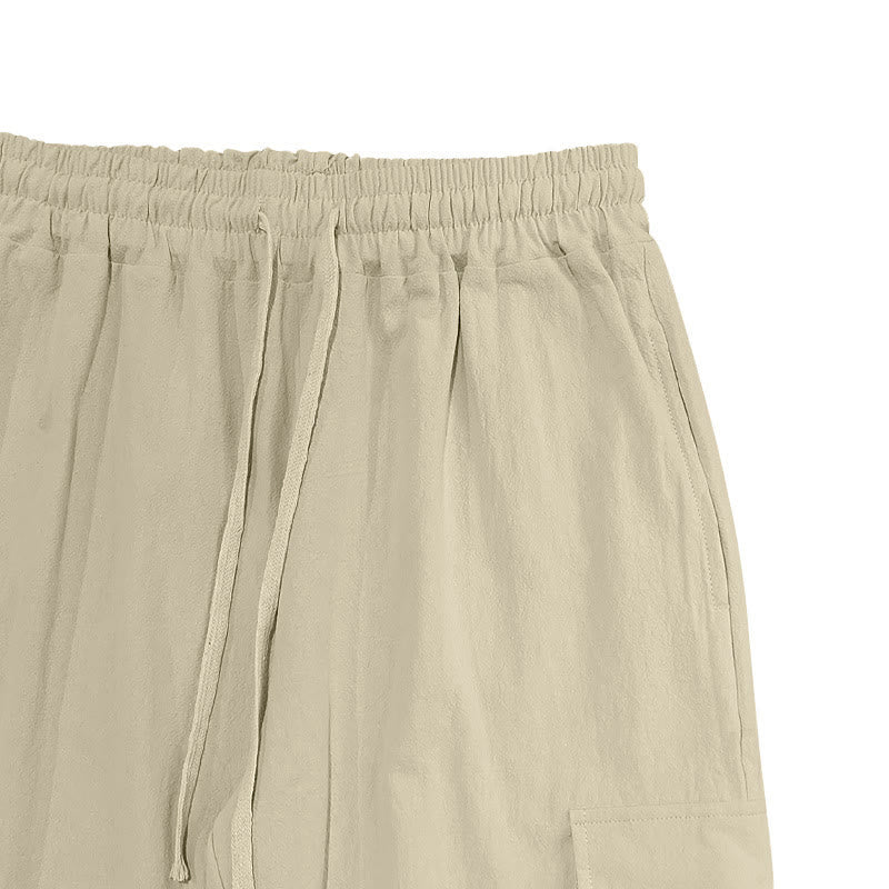Buddha Stones Herren-Cargohose aus Leinen mit Kordelzug und Taschen - image 25