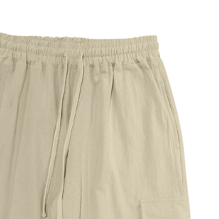 Buddha Stones Herren-Cargohose aus Leinen mit Kordelzug und Taschen - image 25