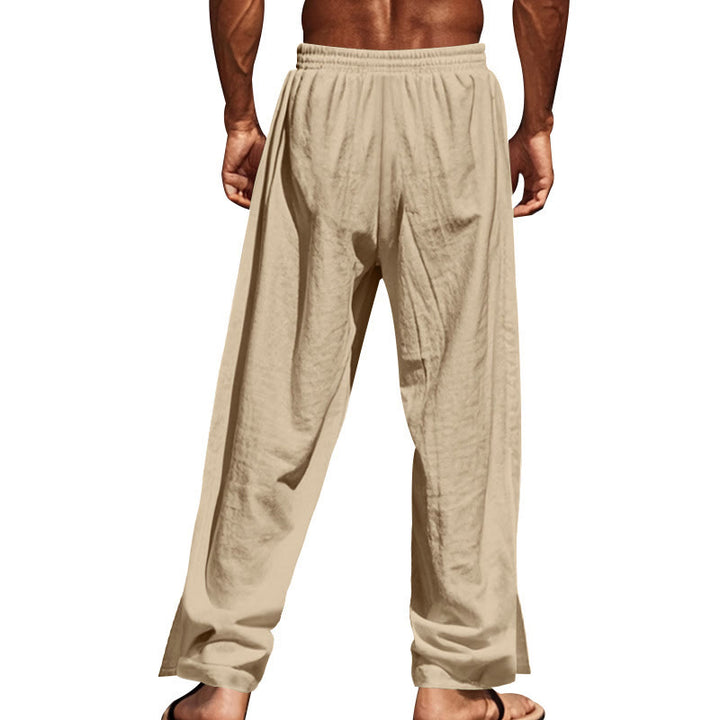 Buddha Stones Einfarbige Herren-Baumwollhose mit seitlichen Knöpfen und Taschen - image 11