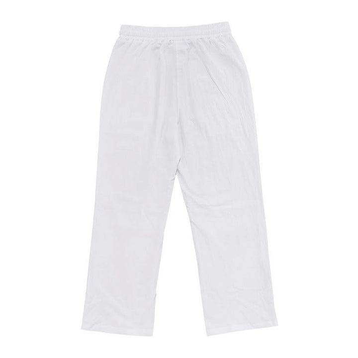 Buddha Stones Lässige, einfarbige Baumwollhose mit Knöpfen und Taschen für Herren - image 3
