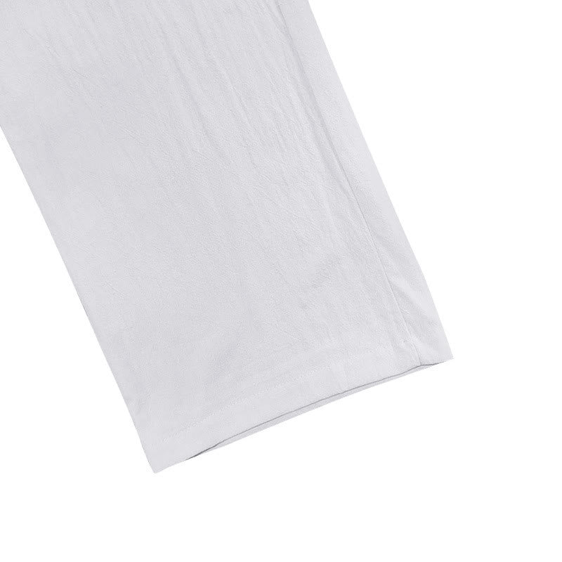 Buddha Stones Lässige, einfarbige Baumwollhose mit Knöpfen und Taschen für Herren - image 4