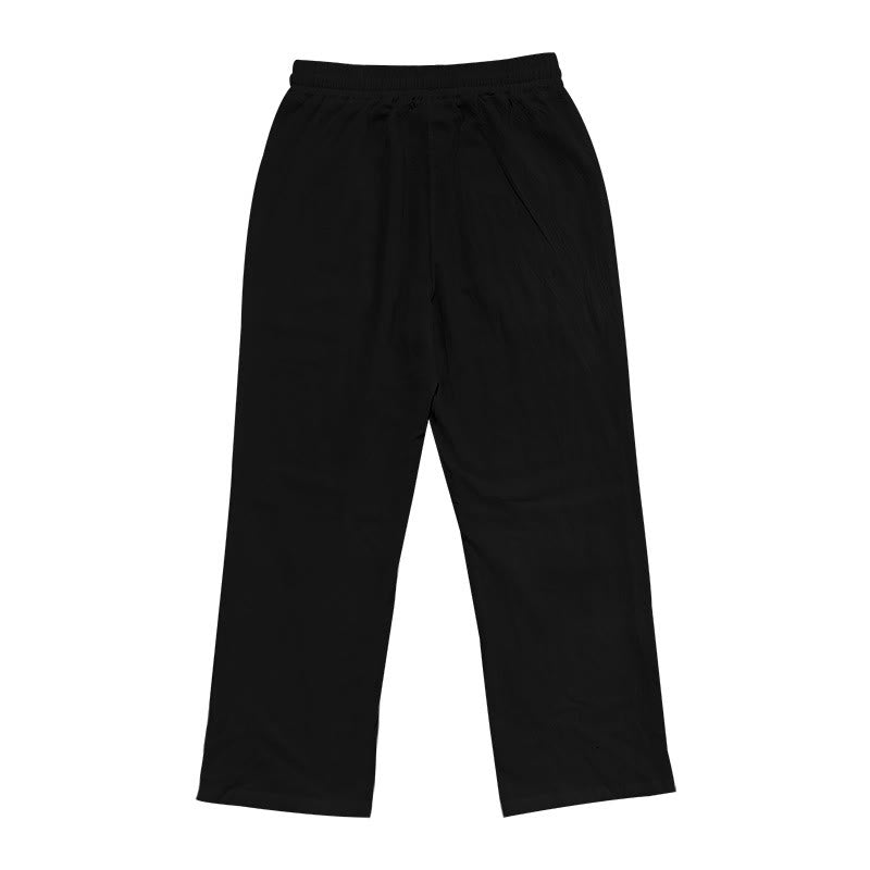 Buddha Stones Lässige, einfarbige Baumwollhose mit Knöpfen und Taschen für Herren - image 11