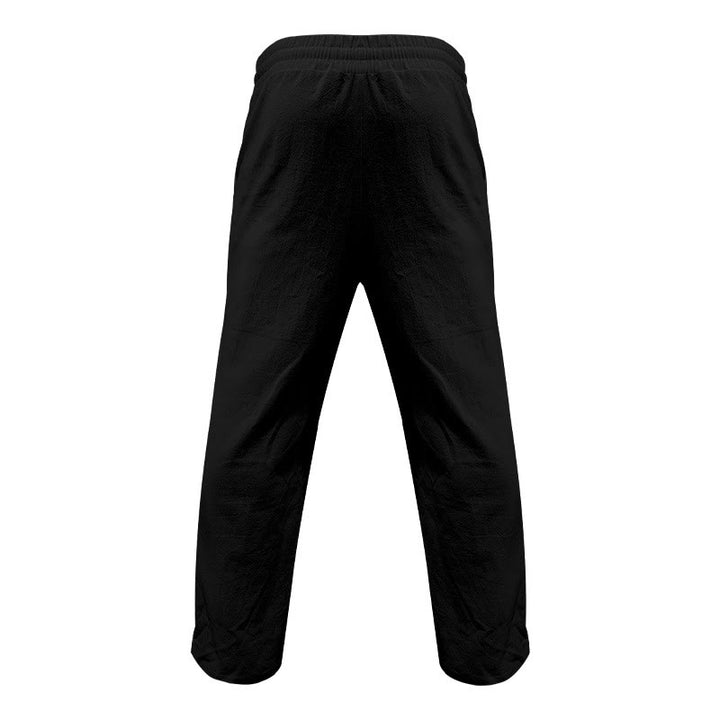 Buddha Stones Lässige, einfarbige Baumwollhose mit Knöpfen und Taschen für Herren - image 15