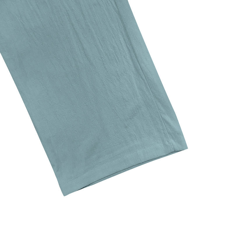 Buddha Stones Lässige, einfarbige Baumwollhose mit Knöpfen und Taschen für Herren - image 13