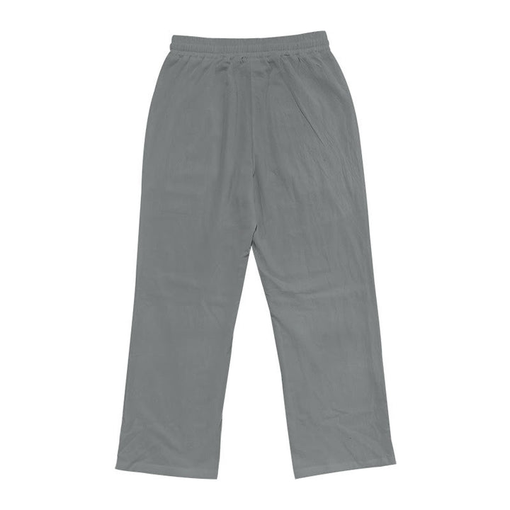 Buddha Stones Lässige, einfarbige Baumwollhose mit Knöpfen und Taschen für Herren - image 27