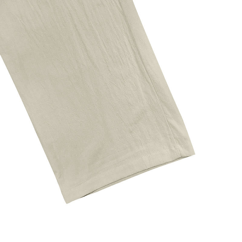 Buddha Stones Lässige, einfarbige Baumwollhose mit Knöpfen und Taschen für Herren - image 37