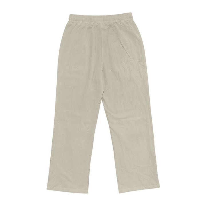 Buddha Stones Lässige, einfarbige Baumwollhose mit Knöpfen und Taschen für Herren - image 35