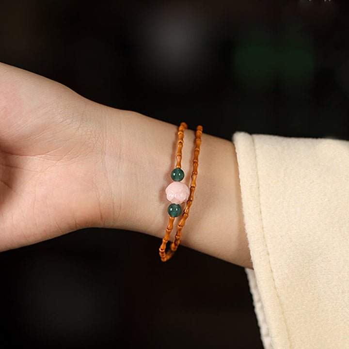 Buddha Stones Ultrafeines Olivenkern-Lotus-Armband mit innerer Stärke und Doppelkreis - image 7