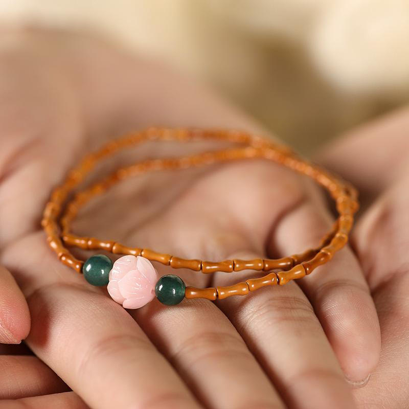 Buddha Stones Ultrafeines Olivenkern-Lotus-Armband mit innerer Stärke und Doppelkreis - image 1