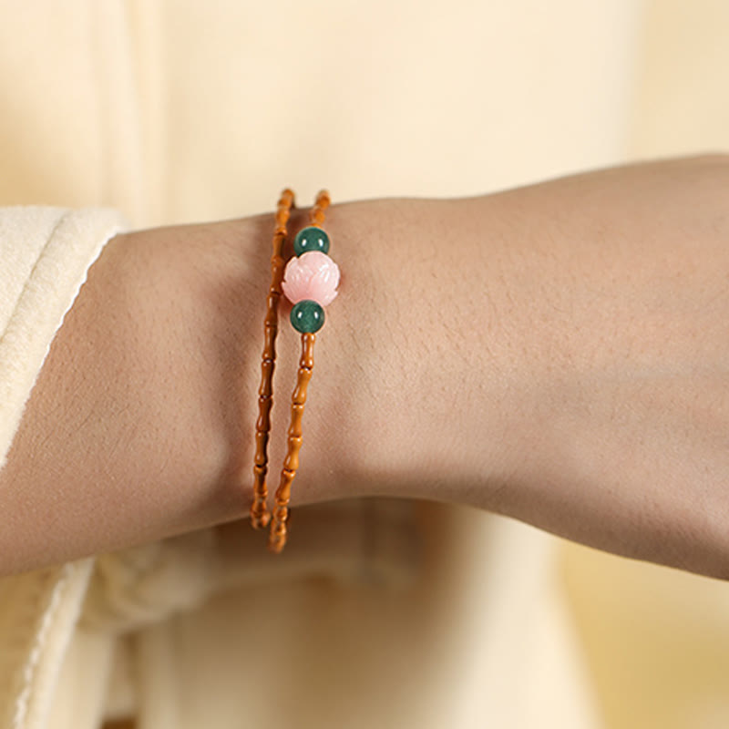 Buddha Stones Ultrafeines Olivenkern-Lotus-Armband mit innerer Stärke und Doppelkreis - image 4