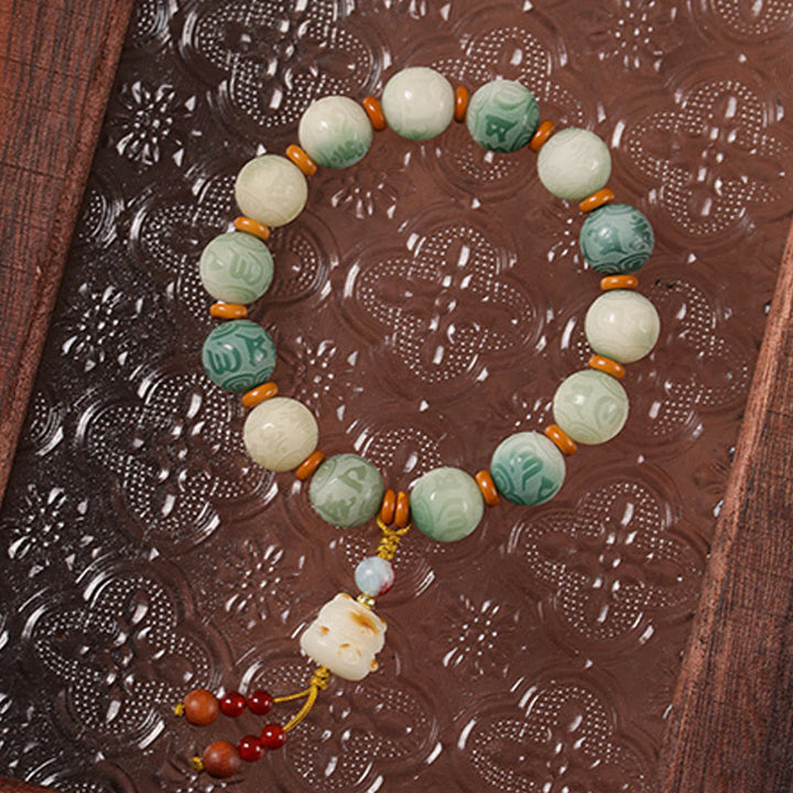 Buddha Stones, Farbverlauf, Bodhi-Samen, Om Mani Padme Hum, geschnitztes Zakiram-Friedensarmband - image 7