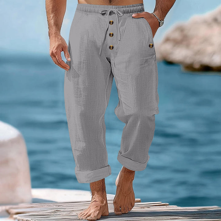 Buddha Stones Einfarbige Knöpfe Kordelzug Herren Baumwollhose mit Taschen - Dunkelgrau - US/ UK/AU46，EU56 (3XL) - image 21