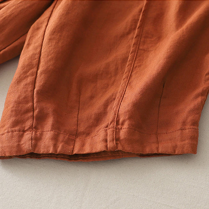 Buddha Stones Lässige, einfarbige Patchwork-Hose aus Polyester für Damen, Länge 7–8, weites Bein, mit Taschen
