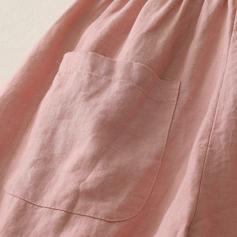 Buddha Stones Lässige, einfarbige Patchwork-Hose aus Polyester für Damen, Länge 7–8, weites Bein, mit Taschen - image 10