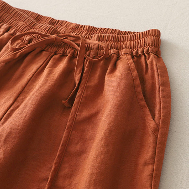 Buddha Stones Lässige, einfarbige Patchwork-Hose aus Polyester für Damen, Länge 7–8, weites Bein, mit Taschen