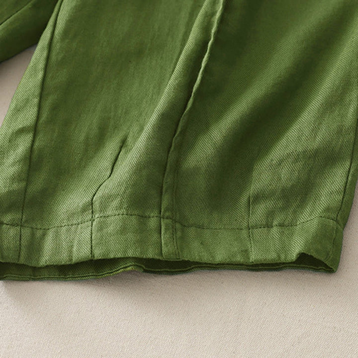 Buddha Stones Lässige, einfarbige Patchwork-Hose aus Polyester für Damen, Länge 7–8, weites Bein, mit Taschen
