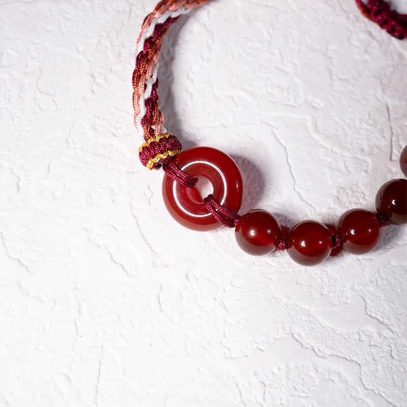 Buddha Stones Natürlicher roter Achat Friedensschnalle Logisches Denken Rotes Seilarmband - image 5