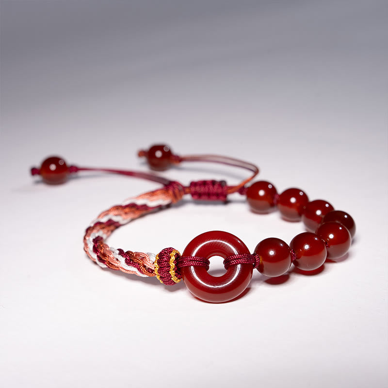Buddha Stones Natürlicher roter Achat Friedensschnalle Logisches Denken Rotes Seilarmband - image 2