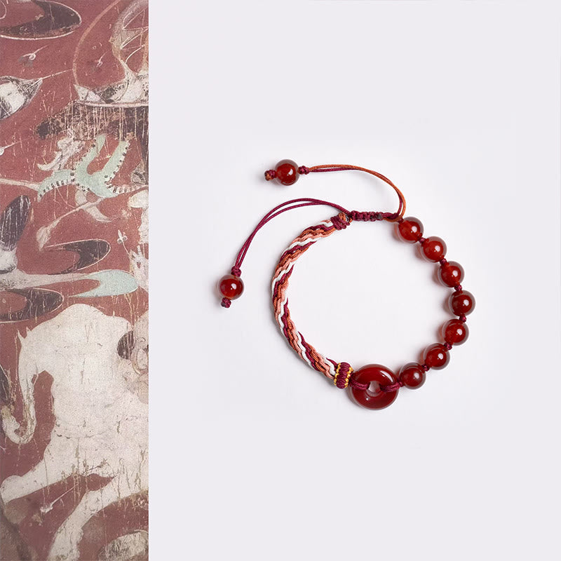Buddha Stones Natürlicher roter Achat Friedensschnalle Logisches Denken Rotes Seilarmband - Peace-Schnalle aus rotem Achat (Handgelenkumfang: 15–22 cm) - image 1
