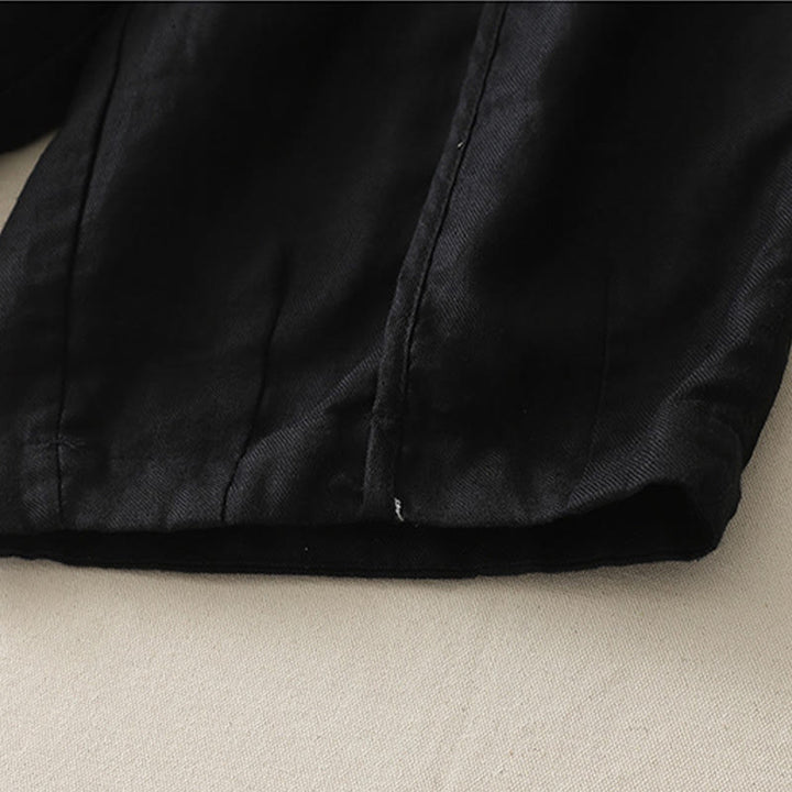Buddha Stones Lässige, einfarbige Patchwork-Hose aus Polyester für Damen, Länge 7–8, weites Bein, mit Taschen