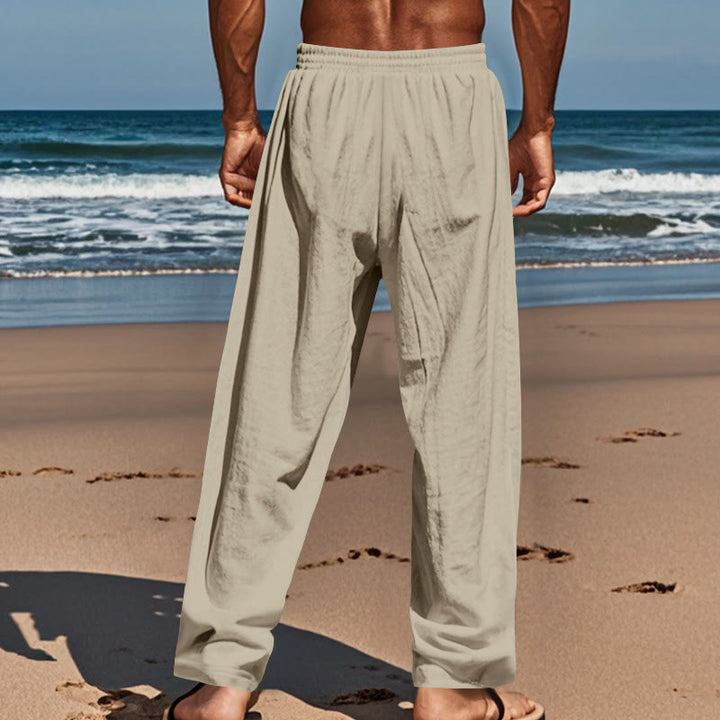 Buddha Stones Einfarbige Knöpfe Kordelzug Herren Baumwollhose mit Taschen - image 36