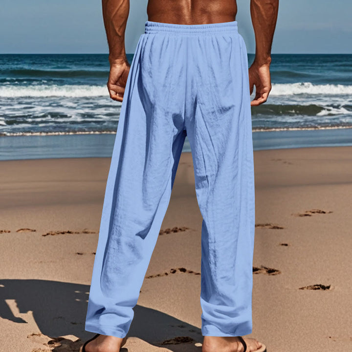 Buddha Stones Einfarbige Knöpfe Kordelzug Herren Baumwollhose mit Taschen - image 43