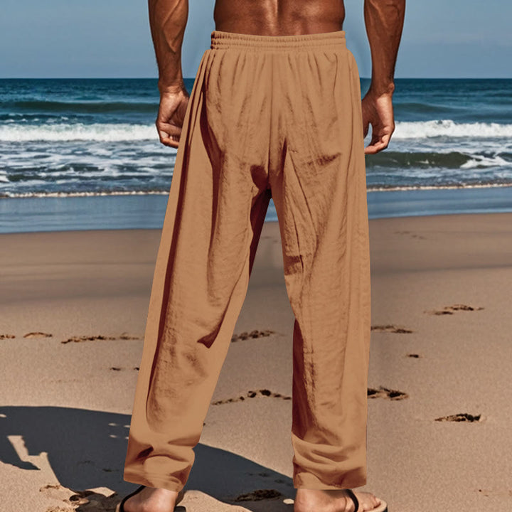 Buddha Stones Einfarbige Knöpfe Kordelzug Herren Baumwollhose mit Taschen - image 50