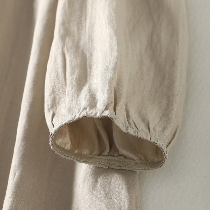 Buddha Stones Buttons Design Damen Baumwoll-Leinen-Langarmmantel mit Taschen - image 10