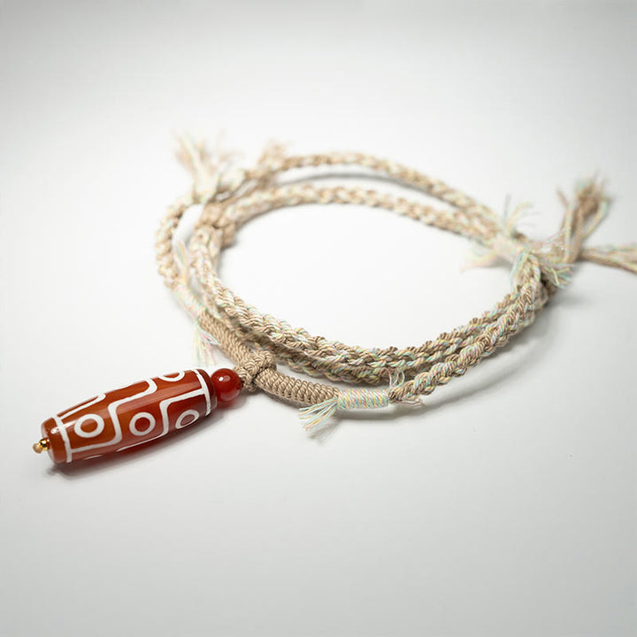 Buddha Stones Natürlicher roter Achat Neun-Augen-Dzi-Perlen-Kraftseil-Armband - image 2