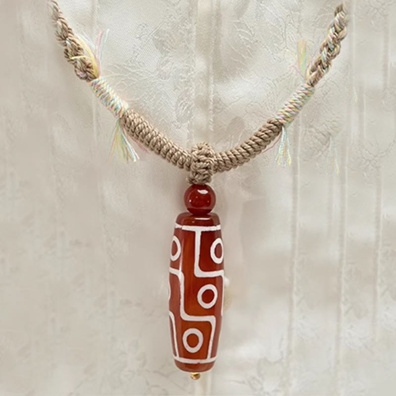 Buddha Stones Natürlicher roter Achat Neun-Augen-Dzi-Perlen-Kraftseil-Armband - image 3