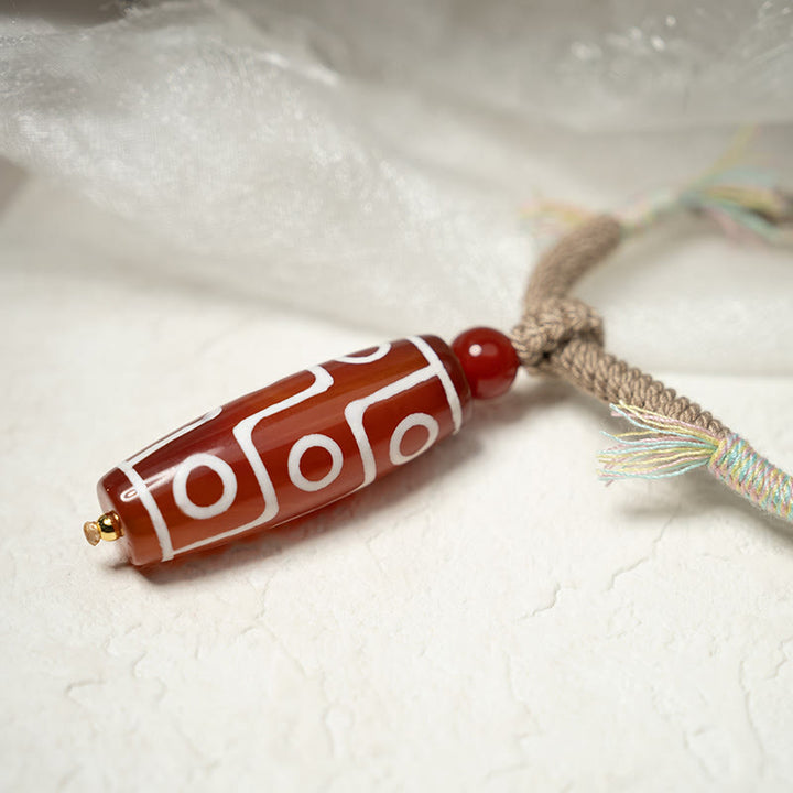 Buddha Stones Natürlicher roter Achat Neun-Augen-Dzi-Perlen-Kraftseil-Armband - image 5