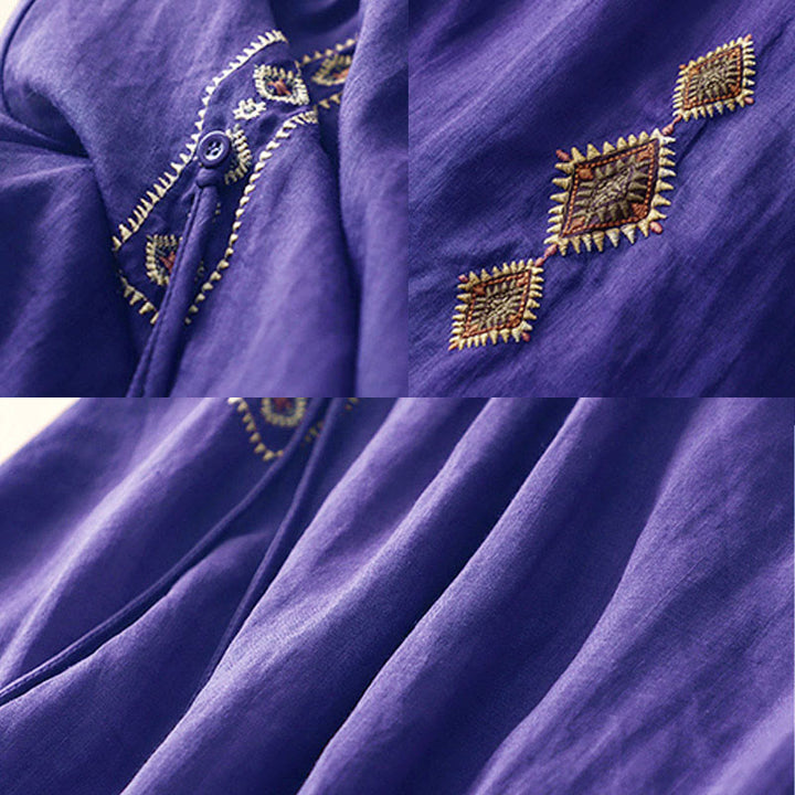 Buddha Stones, ethnisches Vintage-Stickerei-Knopf-Design, Damen-Baumwoll-Leinen-Rock in 7–8 Länge - image 3