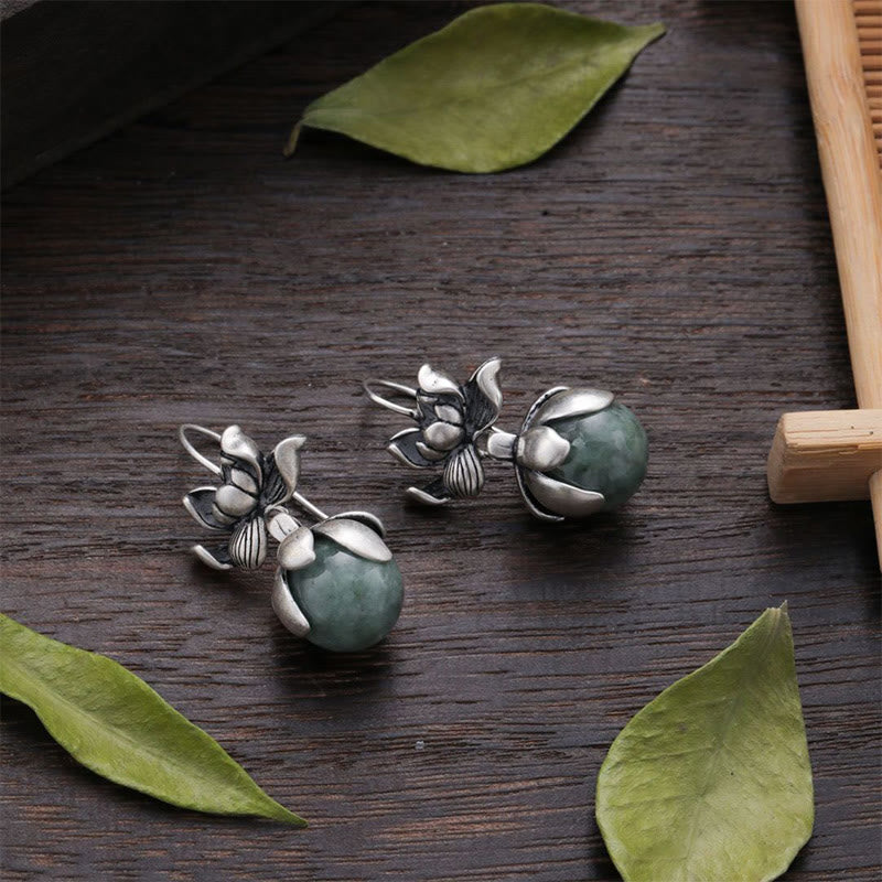 Buddha Stones Lotus Runde Perle Kupfer Erleuchtung Ohrringe - image 2