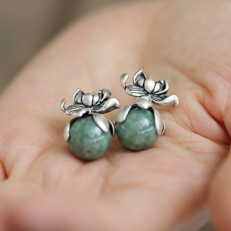 Buddha Stones Lotus Runde Perle Kupfer Erleuchtung Ohrringe - image 3