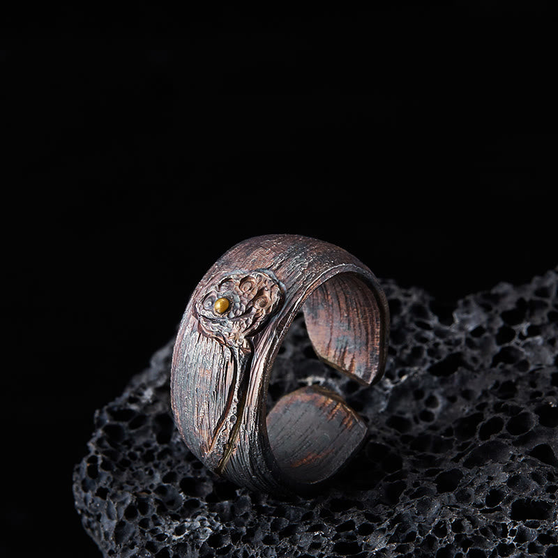 Buddha Stones 999 Sterling Silber Lotus Balance Ring - 62,5–65 mm - image 1