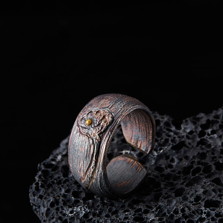 Buddha Stones 999 Sterling Silber Lotus Balance Ring - 62,5–65 mm - image 1
