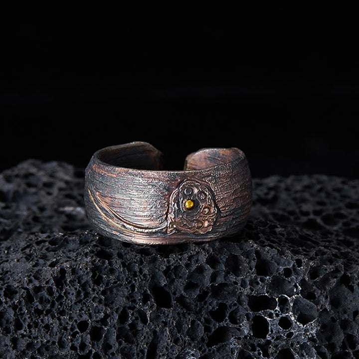 Buddha Stones 999 Sterling Silber Lotus Balance Ring - image 2