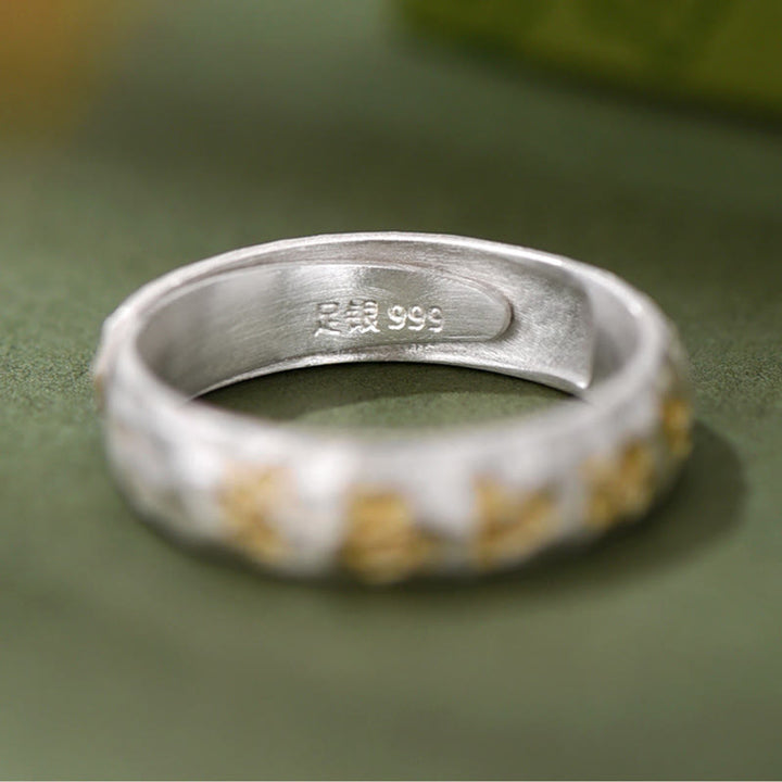 Buddha Stones 999 Sterling Silber Hammermuster Om Mani Padme Hum Balance Ring - image 9
