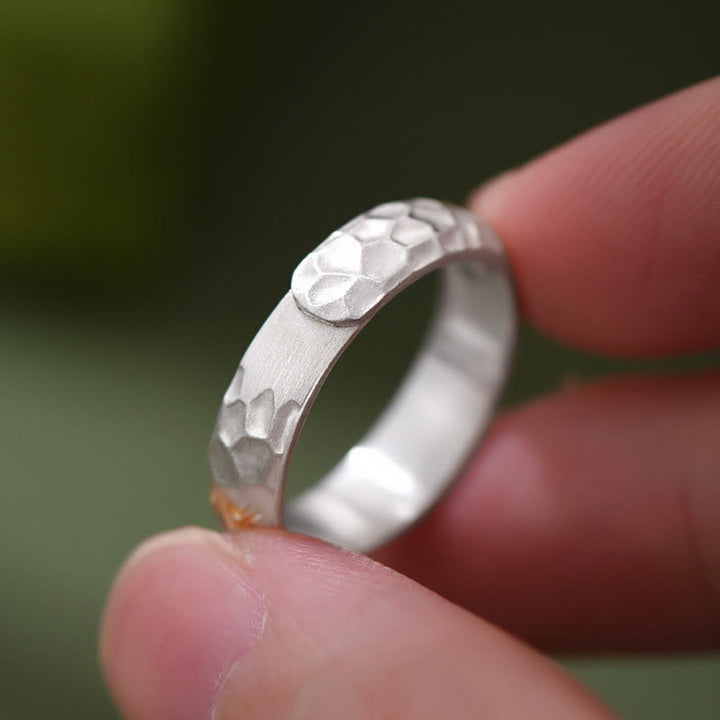 Buddha Stones 999 Sterling Silber Hammermuster Om Mani Padme Hum Balance Ring - image 3